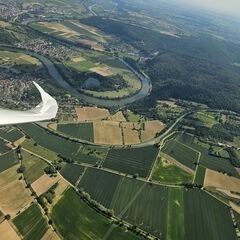 Flugwegposition um 13:08:20: Aufgenommen in der Nähe von Neckar-Odenwald-Kreis, Deutschland in 834 Meter